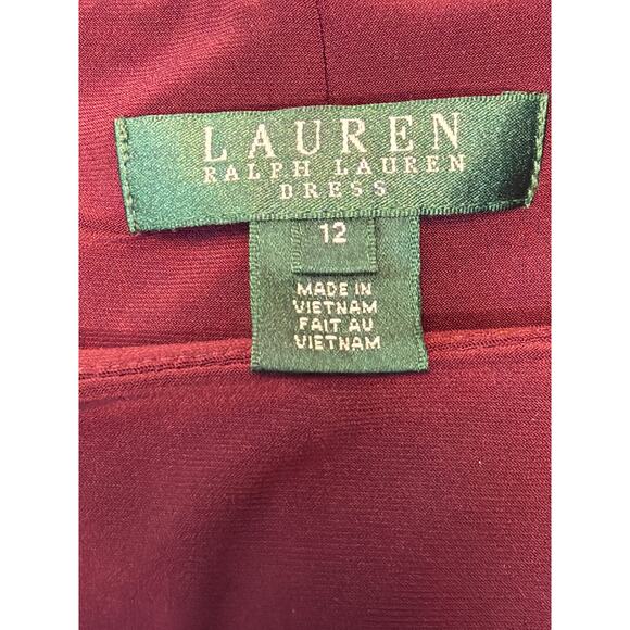 Lauren Ralph Lauren Women's Maroon 3/4 Sleeve Twist Front Jersey Dress Size 12 - Picture 3 of 9